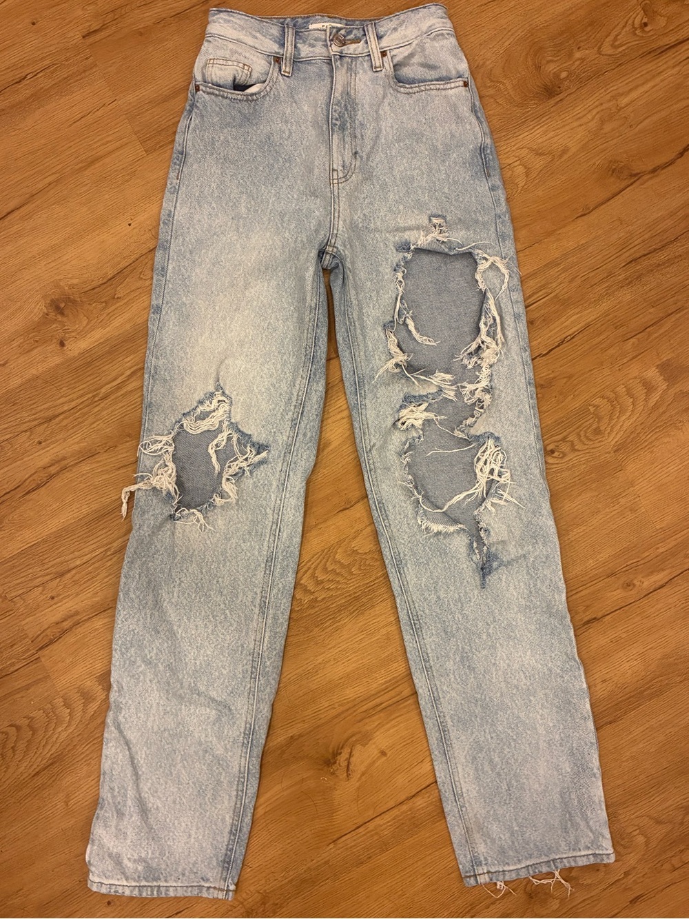 PacSun Light Blue Distressed Straight Leg Jeans